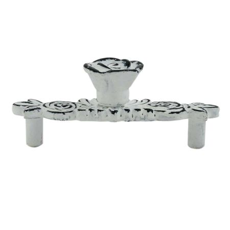 White Rose Distressed Iron Pull Cabinet Handles